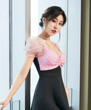 可愛い フリル 水玉柄 肌見せ ミニドレス キャバドレスMY2041