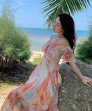 仙女風 フリル チュール サンドレス 淑やか 着瘦せ XH2-MMJ-9165