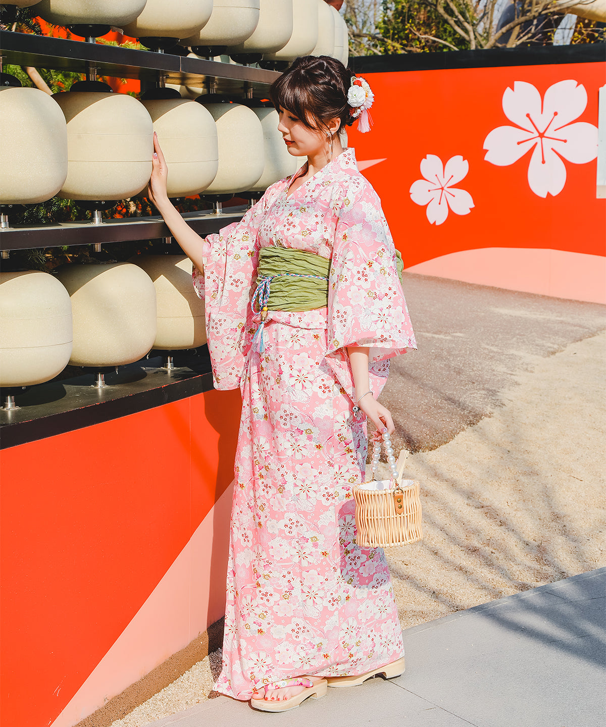 セット可能】浴衣 ゆかた 新作 下駄 髪飾り 結び帯 かわいい 花火大会