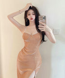 ロングドレス キャバドレス キラキラ 指名 新作 かわいい 脚長効果 谷間魅せ MY2-MLS7190