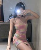 ミニドレス キャバドレス 虹色 姉 大人かわいい 肌見せ 新作 MY2-MLS4675