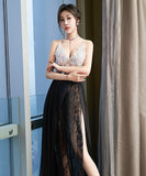 高級感 刺繡 レース セクシー 肌見え 指名 透けてデザインロングドレス キャバドレス MY2045