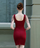 【指名必須】特別デザイン 高見え高品質自社生産ミニドレス二次会宴会  YN2051