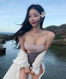 【2色】水着 モノキニ 新作 露出控え かわいい リボン MY7-AWY1989