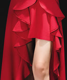 高見え フリル 宴会 パーティー ドレス 着痩せ 新作 XY2-MLS3681