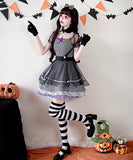 【4点セット】ハロウィン ミニドレス コスプレ 可愛い Joker 魔女 千鳥格子 XH2-XJ7091