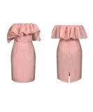 ミニドレス パーティードレス かわいい フリル オフショルダー 披露宴 結婚式 宴会 MY2-JY9343