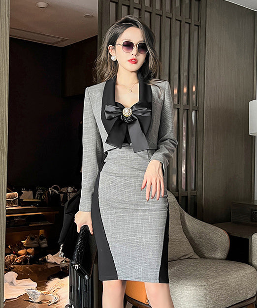 【コート＋ドレス2点セット】高品質 高級感 新作 ドレス コート 着痩せ 防寒 MY2-JY10005