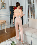 オールインワン ワイドパンツ 新作 フリル レース かわいい 夏 高級感 MY2-JY9225