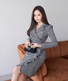 千鳥格子 冬コーデ 通勤 大人可愛い Ⅴネック セクシー エレガント 気質 XH2-ZED88752E