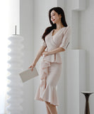 ロングドレス ひざ丈ドレス 新作 フリル 結婚式 宴会 MY2-ZED88459N14