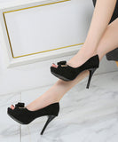 リボン パンプス ブラック 高見江 工場直販 履きやすい MY5-ZJ002