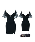 レース SEXY Vネック ミニドレス キャバドレス 谷間魅せ 新作 MY2-XYD2217