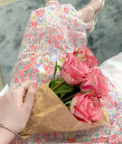 花柄 ロングドレス フリル 淑やか 着瘦せ 大人可愛いXH2-JY4086