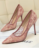 6色 レース 刺繡 セクシー 美脚効果 ハイヒール パンプス MY5015