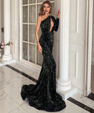 キャバドレス ロングドレス ピカピカ ワンショルダー セクシー 谷間魅せ XY2-PC-M0803