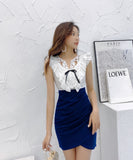 ミニドレス キャバドレス 3色 レース リボン フリル 大人 かわいい MY2-MLS5393A