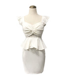 ミニドレス キャバドレス フリル レース 清楚感 おなかカバー 着瘦せ YN2242-YM8588