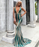 ビーズの長いイブニングドレスセックスyイリュージョン人魚クリスタルパ XY2-PC-M0449