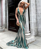 ビーズの長いイブニングドレスセックスyイリュージョン人魚クリスタルパ XY2-PC-M0449