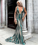 ビーズの長いイブニングドレスセックスyイリュージョン人魚クリスタルパ XY2-PC-M0449