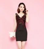 超人気 new color 入荷 刺繡 レース セクシー 肌見え 谷間魅力 ミニドレス キャバドレス YN2001-2