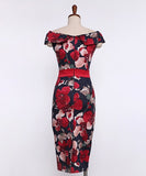 花柄 セクシー オフショルダー エレガント 気質 宴会 パーティー XH2-ZED88703E