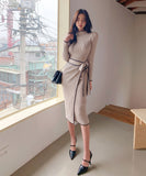 韓国ファッション ロングドレス ニット 冬 同伴 二次会 セーター あったか MY2-880304E49