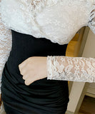 【2色】秋新作 キャバドレス Ⅴネック セクシー 谷間魅 可愛い レース XH2-LQE539