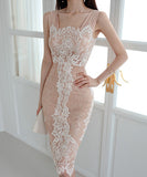 膝丈ドレス レース 淑やか 韓国スタイル 高級感 XH2-ZED880213E49