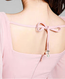 可愛い パフスリーブ エレガント 淑女 新作 スクエアネック セクシー 同伴 XH2-ZED88772A