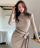 韓国ファッション ロングドレス ニット 冬 同伴 二次会 セーター あったか MY2-880304E49