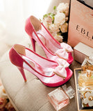 3色 履き やすい 脚長効果 ゴージャス 高見え リボン ハイヒール パンプスYN5022