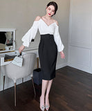 ホルターネック 膝丈ドレス 高級感  着瘦せ  宴会  パーティー用  LT2-JY10051