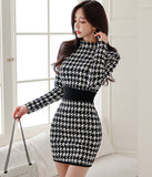 秋新作  千鳥柄 ミニドレス  かわいい  ゴージャス  高級感  LT2-ZED886622BH506