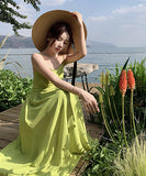 夏 サンドレス 可愛い 旅行 ロングドレス ハイウエスト 高見え XH2-XD-E281-A9172