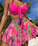 【4色】水着 モノキニ 三角 ホルターネック ビキニ 花柄 温泉 XH7-KJ-ZTJ1323