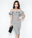 キャバドレス セクシー フリル 大人可愛い ベアトップ 韓国っぽ XH2-ZED889140B