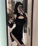 【2点セット】ハロウィン チャイナコスプレ セクシー 肌見せ サイド編み上げ えちえち XH2-LQE-A8086BF05