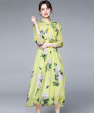 ロングドレス 淑やか 通勤 高級感 着瘦せ 花柄 XH2-AEM6607