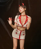 【上下4点セット】2色 セクシー コスプレ ハロウィン 姉 ナース 悪魔 エロかわいい XH2-FSM064