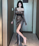 ベロア  ロングドレス  キャバドレス  着痩せ  谷間魅せ  脚長効果  セクシー  披露宴  LT2-MLS7629