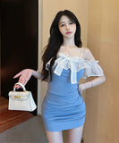 【3色】パーティードレス 可愛い リボン 宴会 セクシー 高級感 キラキラ XH2-MLS7171