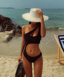 【レオパード柄追加】Black＆white＆blue ビキニ 新作 セクシー ワンショルダー モノキニ 水着 XH7-XYX9931