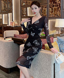 蝶々柄 新作 ロングドレス  高級感  セクシー  気質  ゴージャス LT2-LQE849