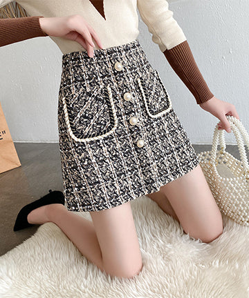 【2色】ミニスカート ツイード 可愛い 秋新作 セレブ風 女子力 コーデ万能 XH2-CYFZ8704