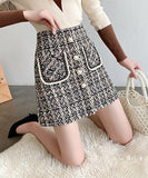 【2色】ミニスカート ツイード 可愛い 秋新作 セレブ風 女子力 コーデ万能 XH2-CYFZ8704