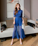 【2点セット】ワイドパンツ チェック柄 ゴージャス 通勤 高級感 新作 MY2-JY4041