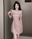 キラキラ キャバドレス セクシー ナイトクラブ ミニドレス 可愛い XH2-18YX0124