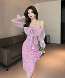 ピカピカ 可愛い キャバドレス セクシー ベアトップ 指名 ナイトドレス 宴会 XH2-ZED885258DXH418